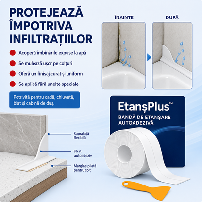 EtanșPlus™ – Bandă Autoadezivă de Etanșare, 3,8 cm × 3,2 m – Protecție Împotriva Infiltrațiilor