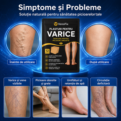 Set 12 Plasturi pentru Varice VenoFix™ – Îngrijire Circulație & Picioare Ușoare