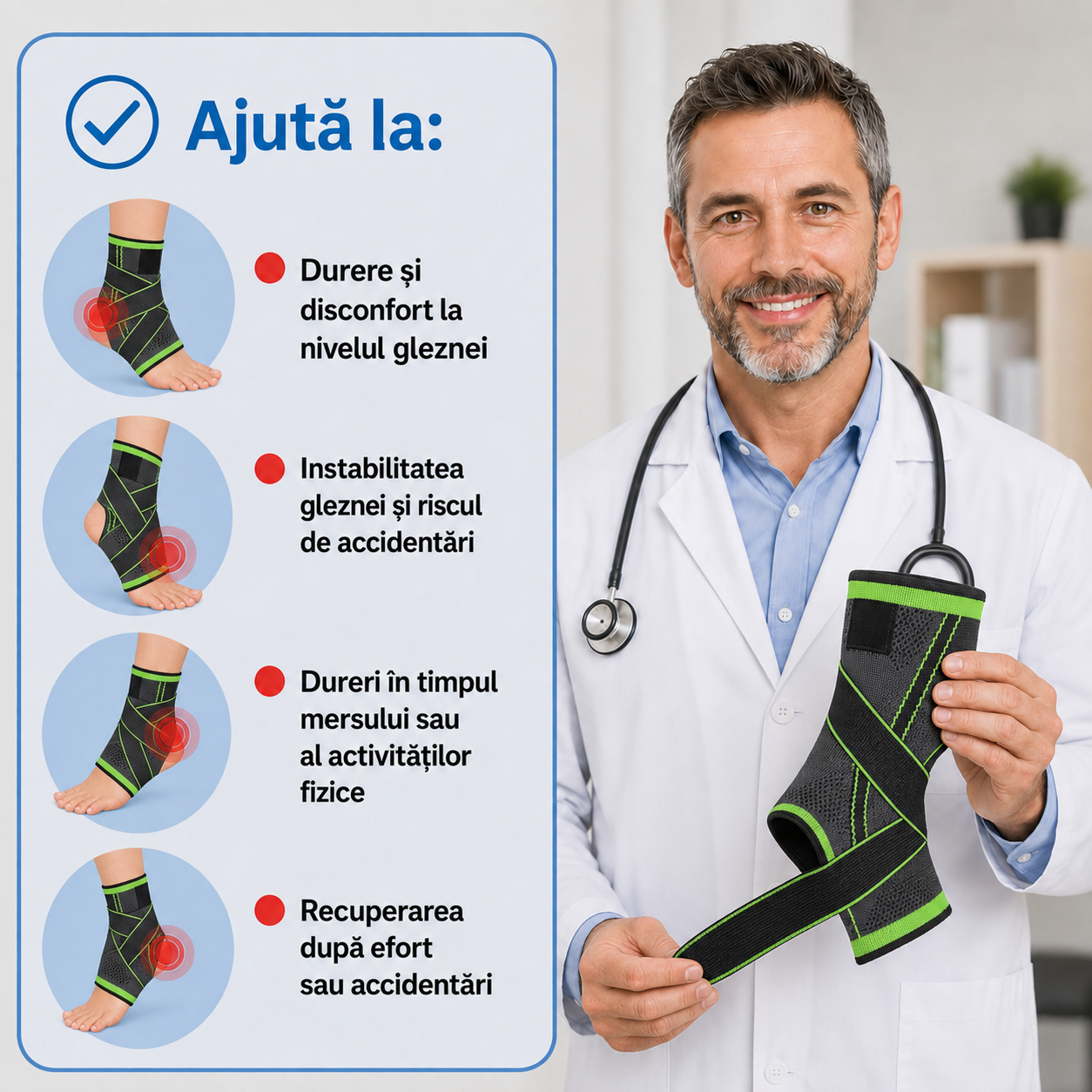 Gleznieră GleznoFix™ – Susținere și Protecție pentru Gleznă