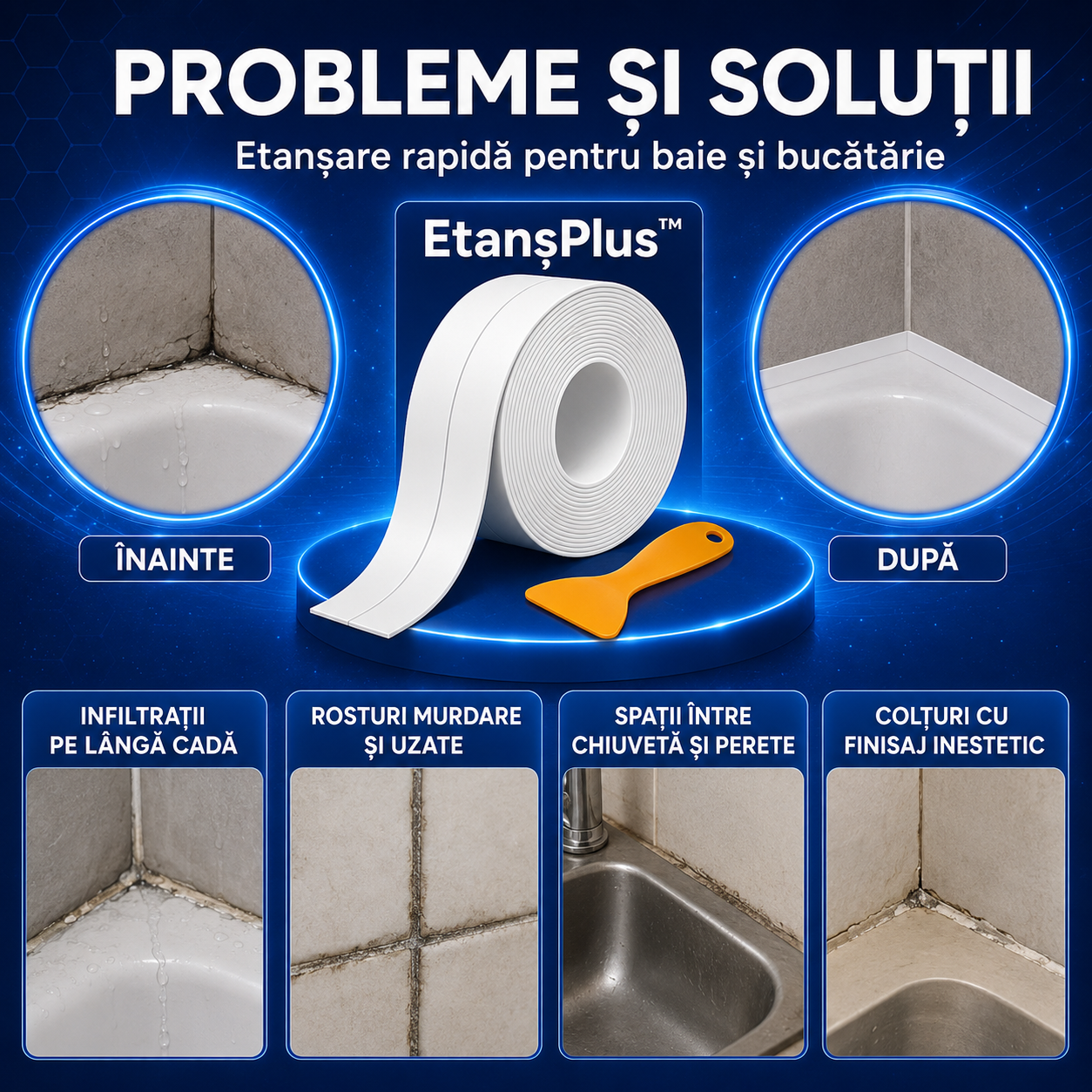 EtanșPlus™ – Bandă Autoadezivă de Etanșare, 3,8 cm × 3,2 m – Protecție Împotriva Infiltrațiilor